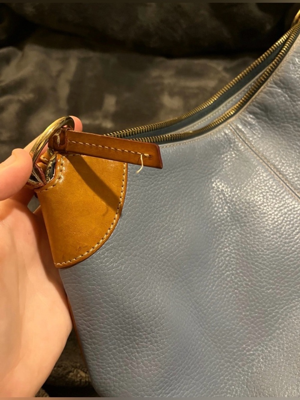 Dooney & Bourke Vintage Blue Leather Shoulder Bag - Picture 7 of 8